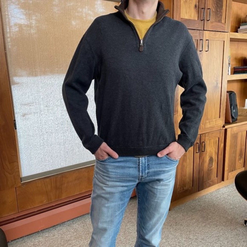 CREMIEUX Reversible Quarter Zip Sweater M